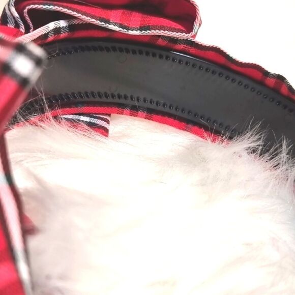 PLAID SIDE BOW HEADBAND Red white green black fabric - Picture 5 of 6